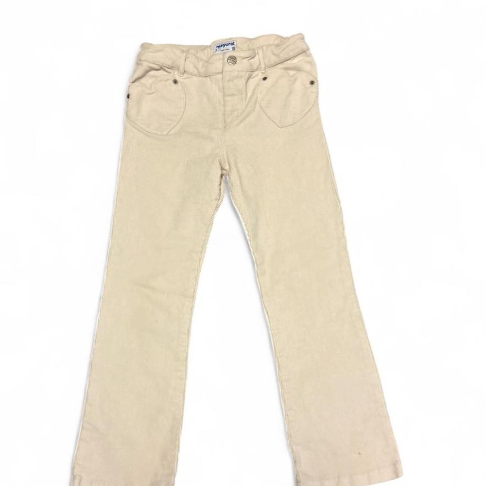 Mayoral White Corduroys with Heart Pocket